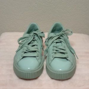Puma Basket Leather Green Shoes Women's Size 6